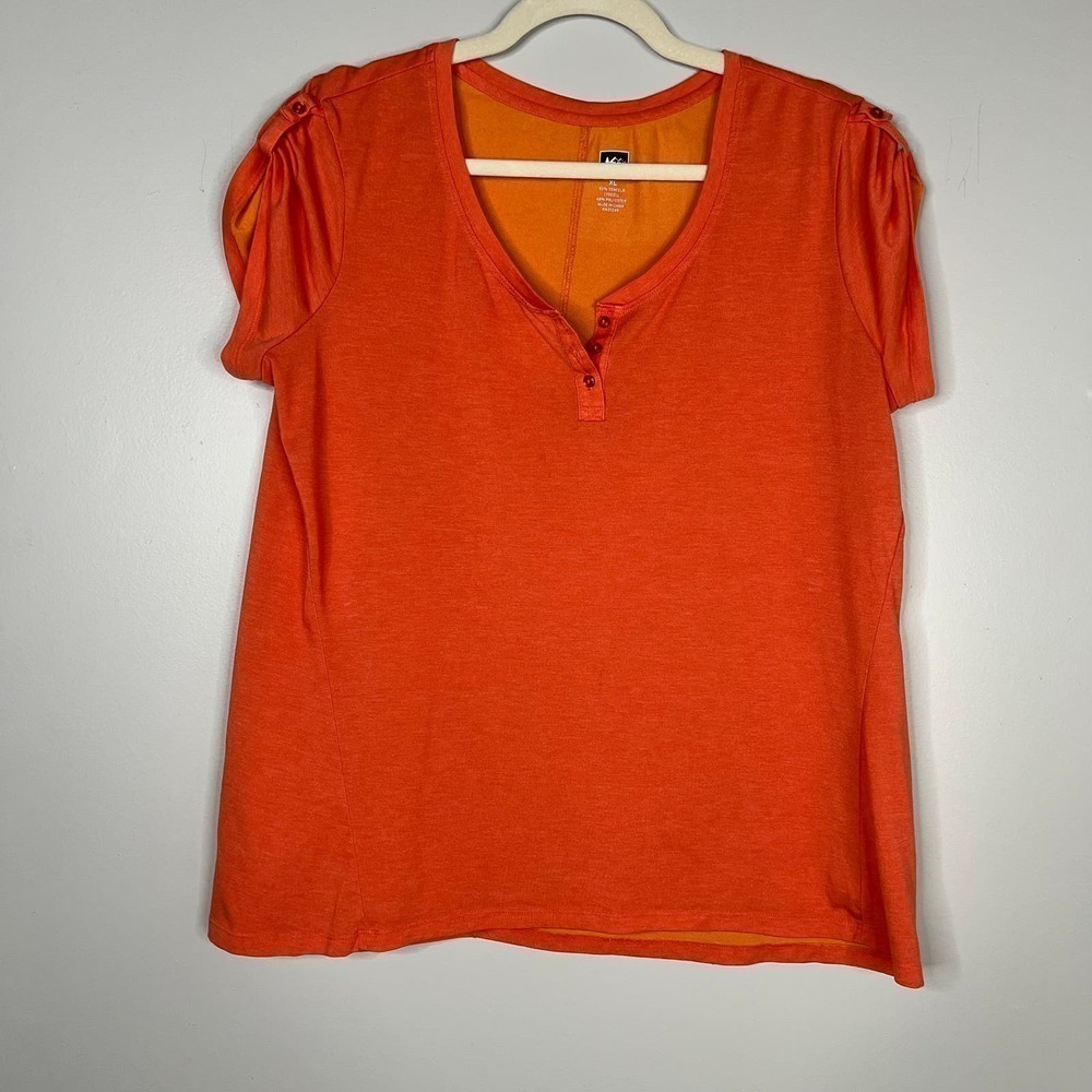 REI Henley Style Roll Tab Short Sleeve T-Shirt Casual Outdoor Hiking Shirt Sz XL